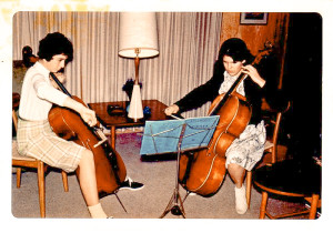 Teen-aged musical collaborators of another time, Deborah Ann Johnston and Barbara Lockwood (Johnston)